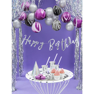Гирлянда Party Deco "Happy Birthday", серебро, 62 см